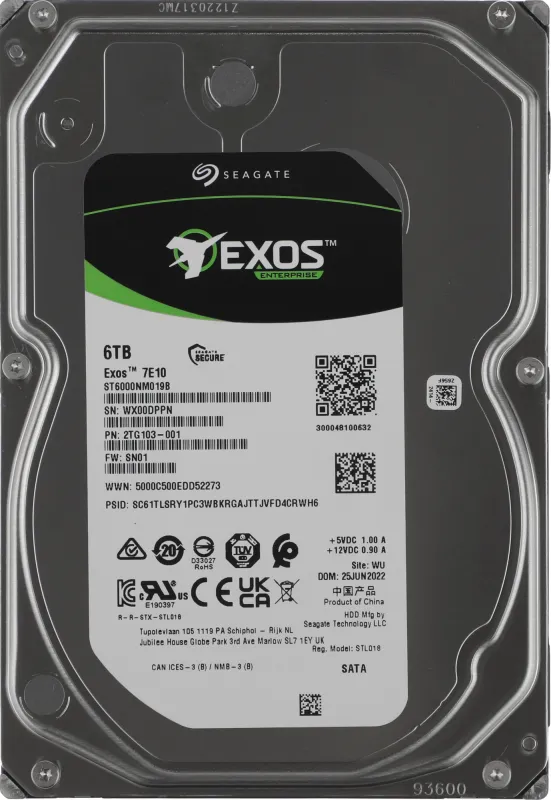 Жесткий диск Seagate SATA-III 6TB ST6000NM019B Server Exos 7E10 4KN (7200rpm) 256Mb 3.5"