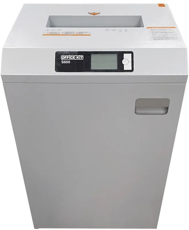 Шредер Office Kit S600 3,9 серый (секр.Р-2) ленты 40лист. 60лтр. скрепки скобы пл.карты CD