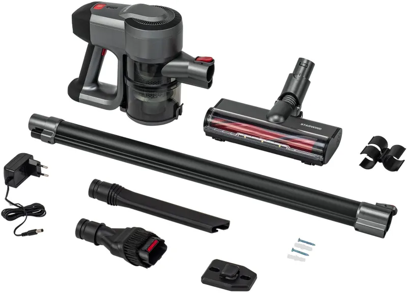 Пылесос ручной Starwind SCH9951 270Вт серебристый/красный