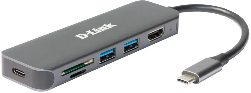Концентратор usb D-Link USB-C Docking Station, 2xUSB 3.0 + USB-C/PD3.0 + HDMI, SD/microSD Card Reader