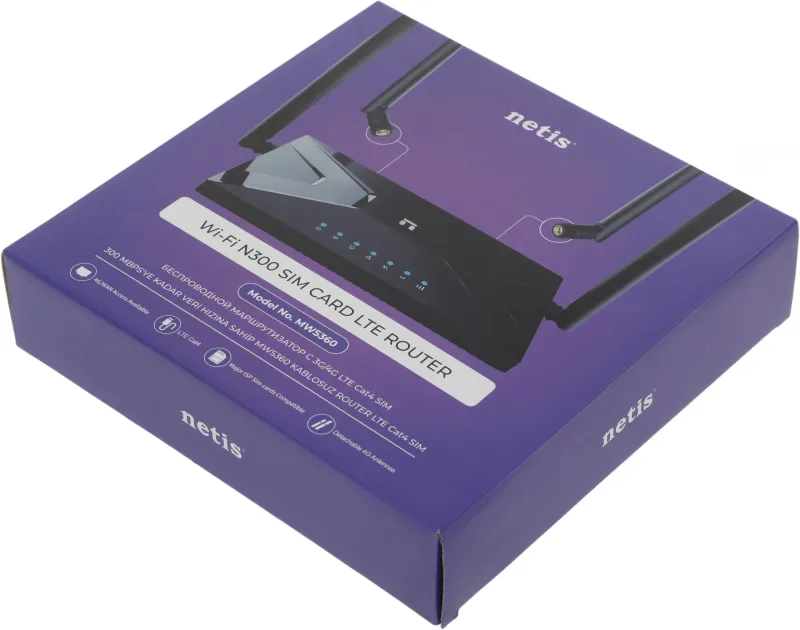 Роутер беспроводной Netis MW5360 N300 10/100BASE-TX/4G cat.4 черный