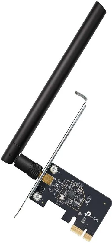 TP-Link Archer T2E, AC600 Двухдиапазонный Wi-Fi адаптер PCI Express, до 200 Мбит/с на 2,4 ГГц + до 433 Мбит/с на 5 ГГц, 1 внешняя антенна с высоким коэффициентом усиления