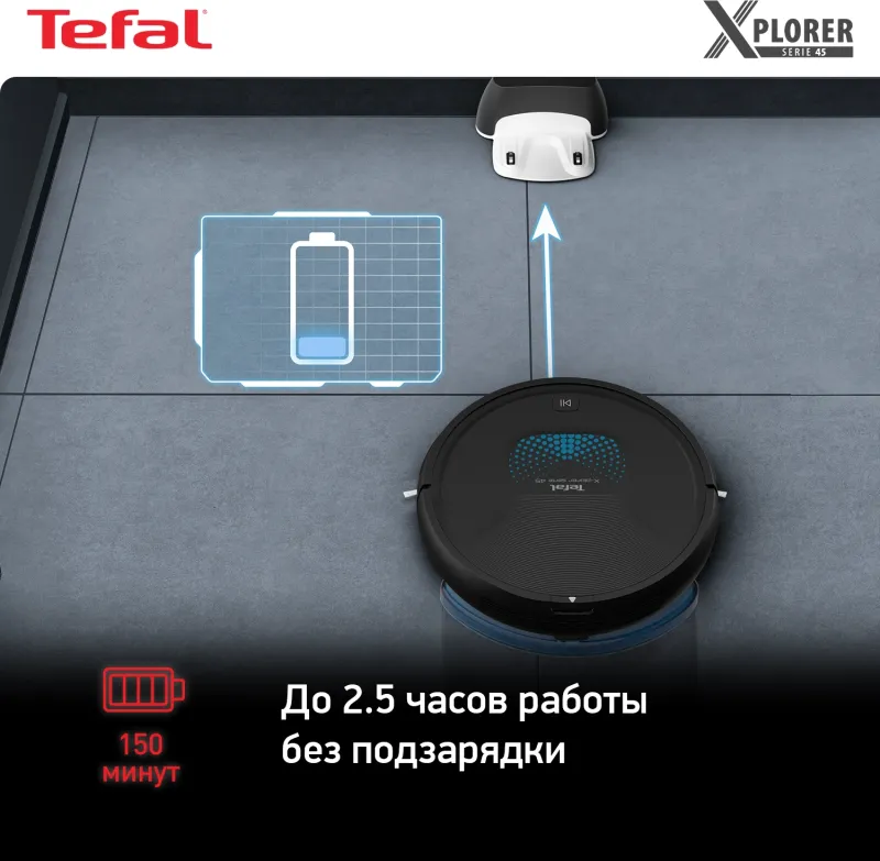 Пылесос-робот Tefal X-Plorer Serie 45 RG8275WH черный