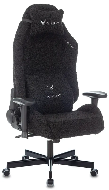 Кресло игровое Knight T1 черный экомех с подголов. крестов. металл