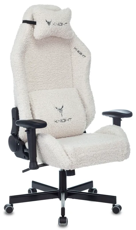Кресло игровое Knight T1 молочный экомех с подголов. крестов. металл
