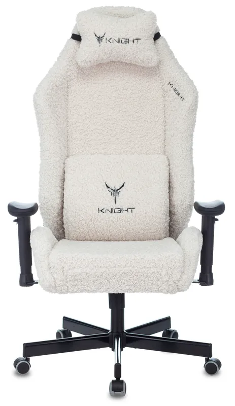 Кресло игровое Knight T1 молочный экомех с подголов. крестов. металл