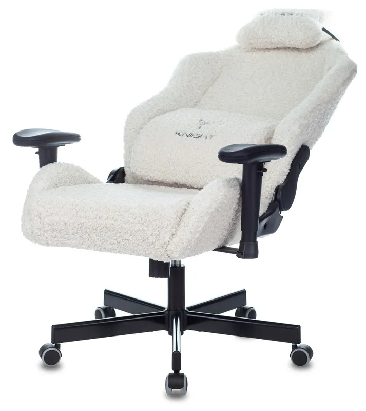 Кресло игровое Knight T1 молочный экомех с подголов. крестов. металл