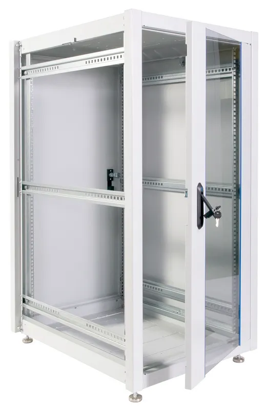 Шкаф коммутационный ЦМО (ШТК-Э-24.6.6-13АА) напольный 24U 600x600мм пер.дв.стекл металл 2 бок.пан. направл.под закл.гайки 540кг серый 515мм 51кг 180град. 1187мм IP20 сталь