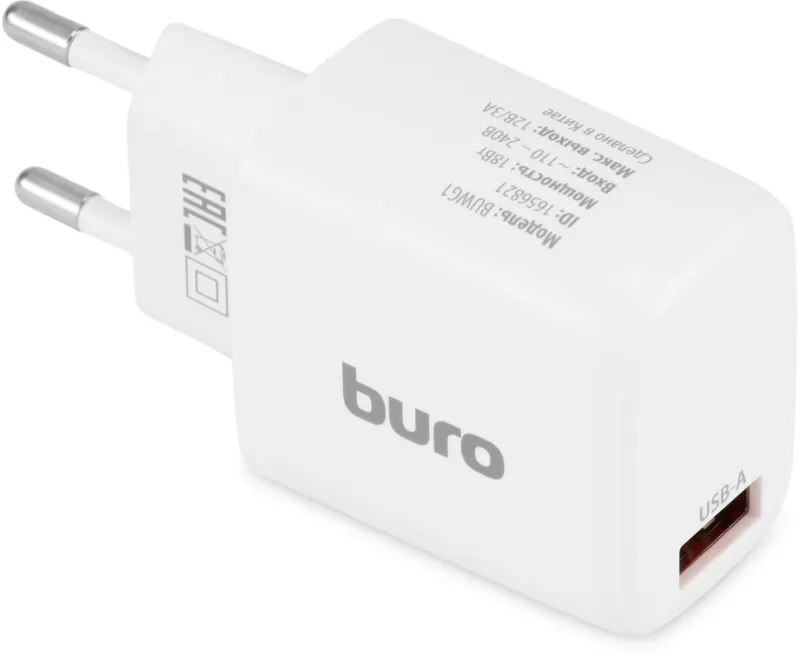 Сетевое зар./устр. Buro BUWG1 18W 3A (QC) USB-A универсальное белый (BUWG18P100WH)