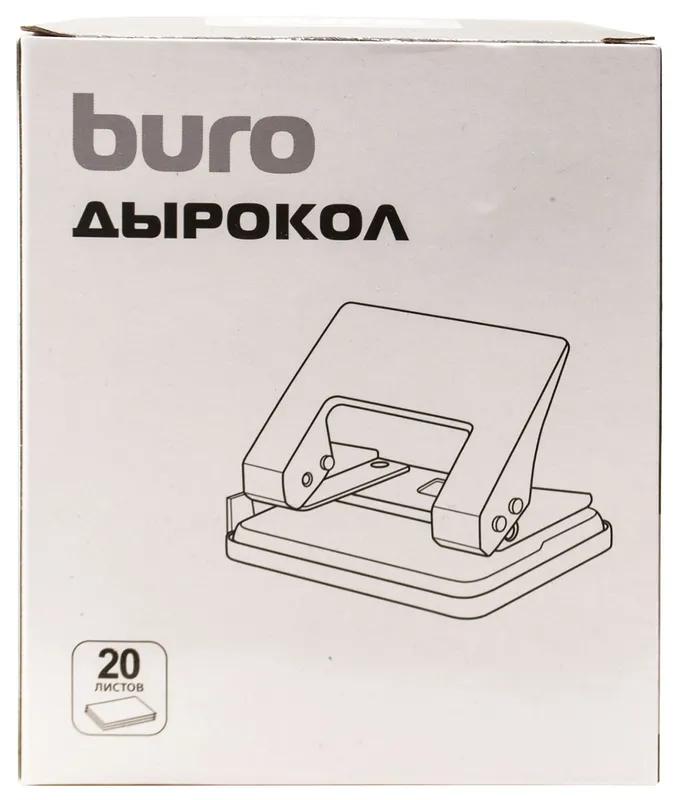 Дырокол Buro макс.:20лист. металл черный отв.:2 с линейкой