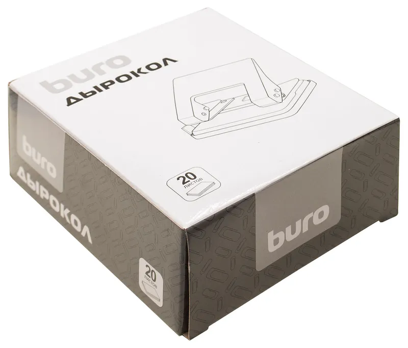 Дырокол Buro макс.:20лист. металл черный отв.:2 с линейкой