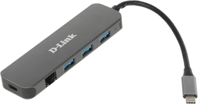 Концетратор usb D-Link USB-C Docking Station, 3xUSB 3.0 + USB-C/PD3.0 + Gigabit Ethernet