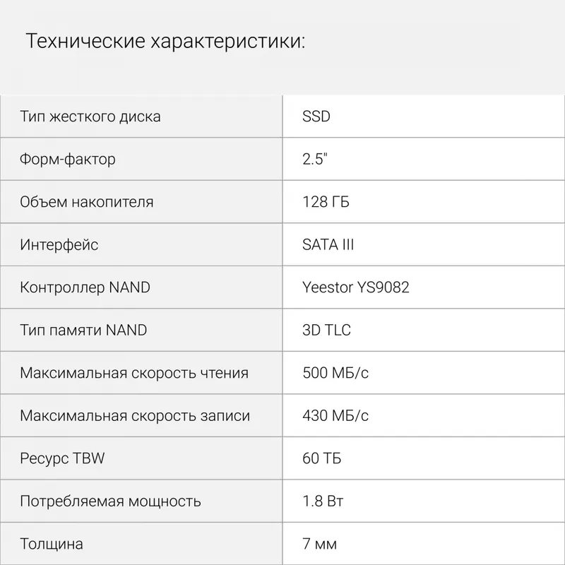 Накопитель SSD Digma SATA-III 128GB DGSR2128GY23T Run Y2 2.5"