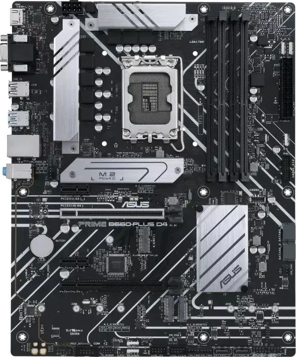 Материнская плата ASUS PRIME B660-PLUS D4, LGA1700, B660, 4*DDR4, DP+ D-Sub + HDMI, CrossFireX, SATA3 + RAID, Audio, Gb LAN, USB 3.2*6, USB 2.0*6, COM*1 header (w/o cable), ATX; 90MB18X0-M0EAY0