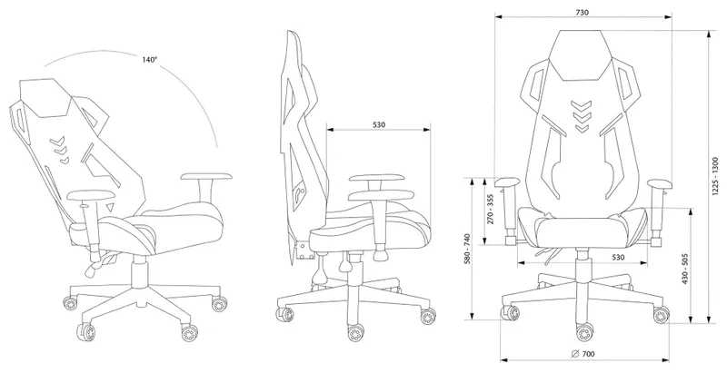Кресло игровое Cactus CS-CHR-090BLW черный/белый эко.кожа/сетка крестов. нейлон
