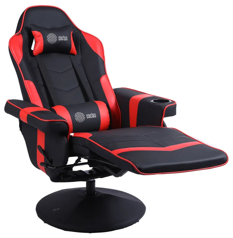 Кресло игровое Cactus CS-CHR-GS200BLR черный/красный подст.для ног