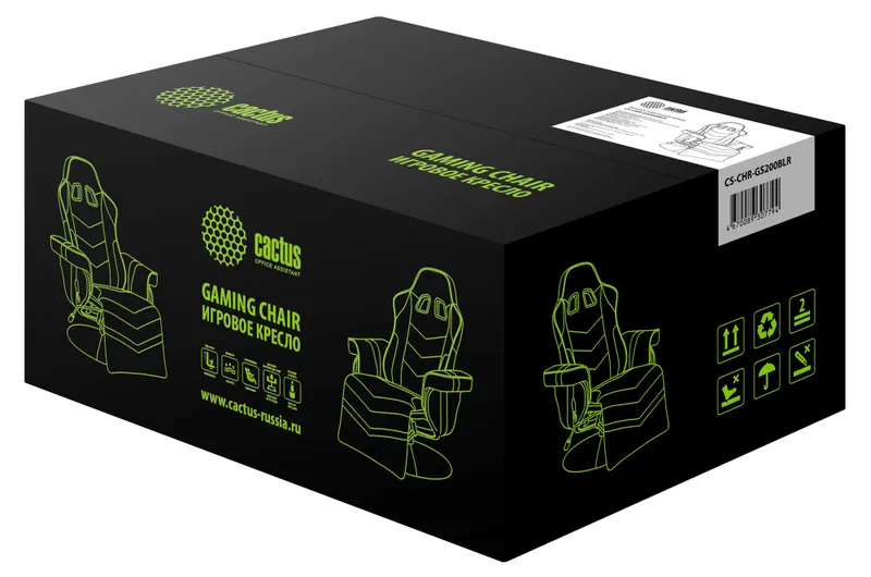 Кресло игровое Cactus CS-CHR-GS200BLR черный/красный подст.для ног