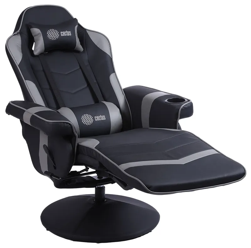 Кресло игровое Cactus CS-CHR-GS200BLG черный/серый подст.для ног