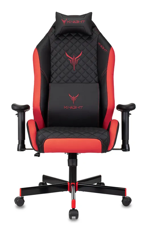 Кресло игровое Knight Explore черный/красный ромбик эко.кожа с подголов. крестов. металл