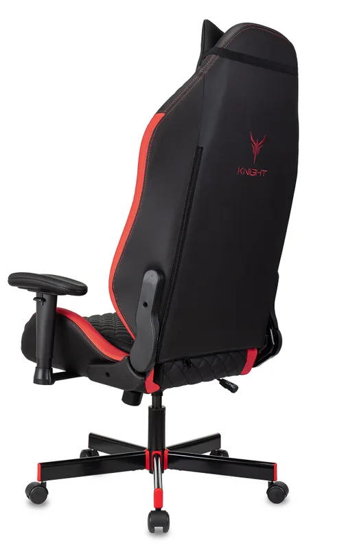 Кресло игровое Knight Explore черный/красный ромбик эко.кожа с подголов. крестов. металл