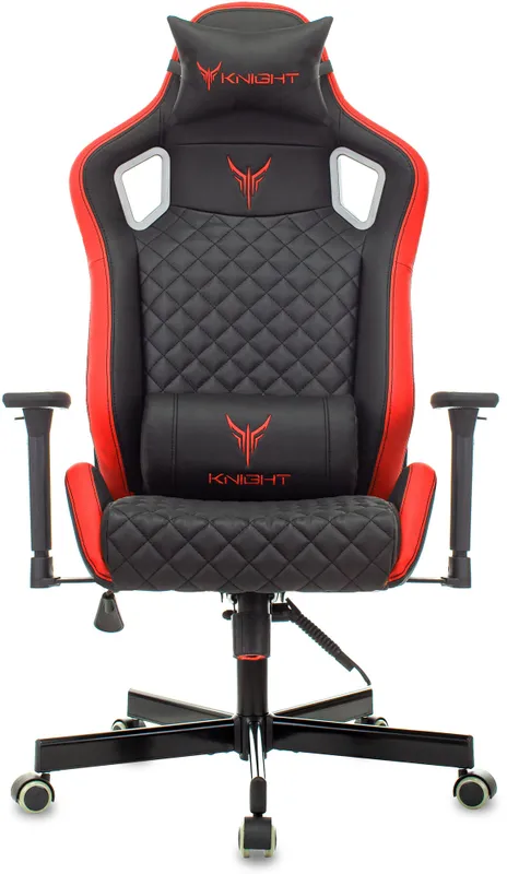 Кресло игровое Knight Outrider черный/красный ромбик эко.кожа с подголов. крестов. металл