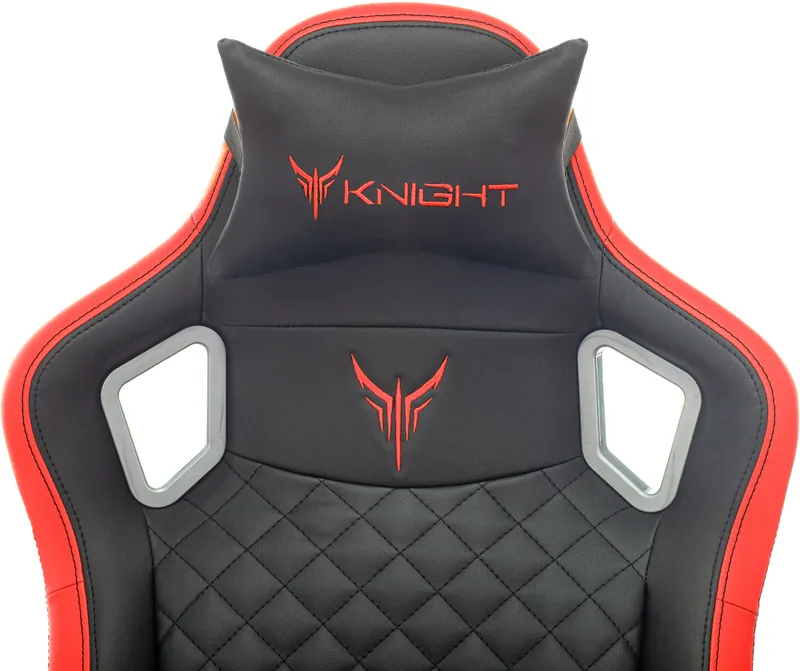 Кресло игровое Knight Outrider черный/красный ромбик эко.кожа с подголов. крестов. металл