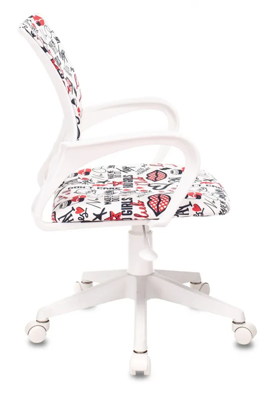 Кресло детское Бюрократ KD-W4 мультиколор красные губы крестов. пластик пластик белый