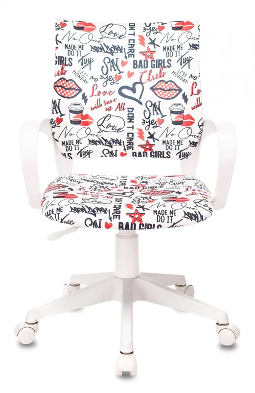 Кресло детское Бюрократ KD-W4 мультиколор красные губы крестов. пластик пластик белый