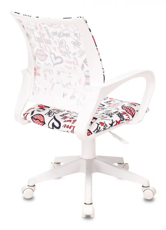 Кресло детское Бюрократ KD-W4 мультиколор красные губы крестов. пластик пластик белый
