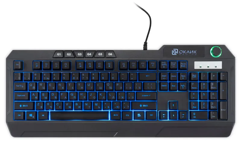Клавиатура Оклик 715G черный USB Multimedia for gamer LED (1680657)