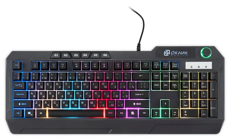 Клавиатура Оклик 715G черный USB Multimedia for gamer LED (1680657)