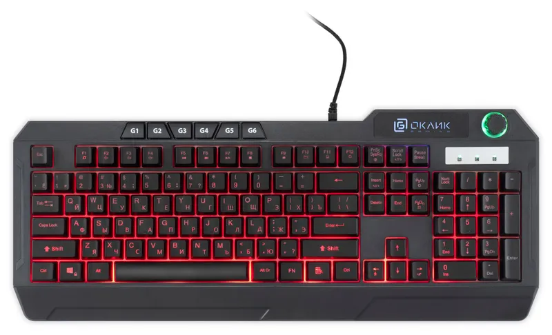 Клавиатура Оклик 715G черный USB Multimedia for gamer LED (1680657)