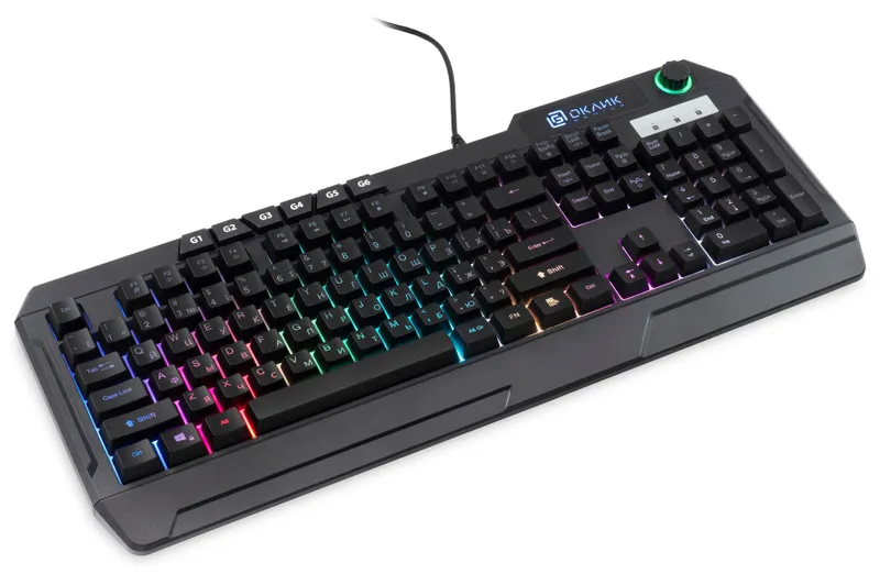Клавиатура Оклик 715G черный USB Multimedia for gamer LED (1680657)