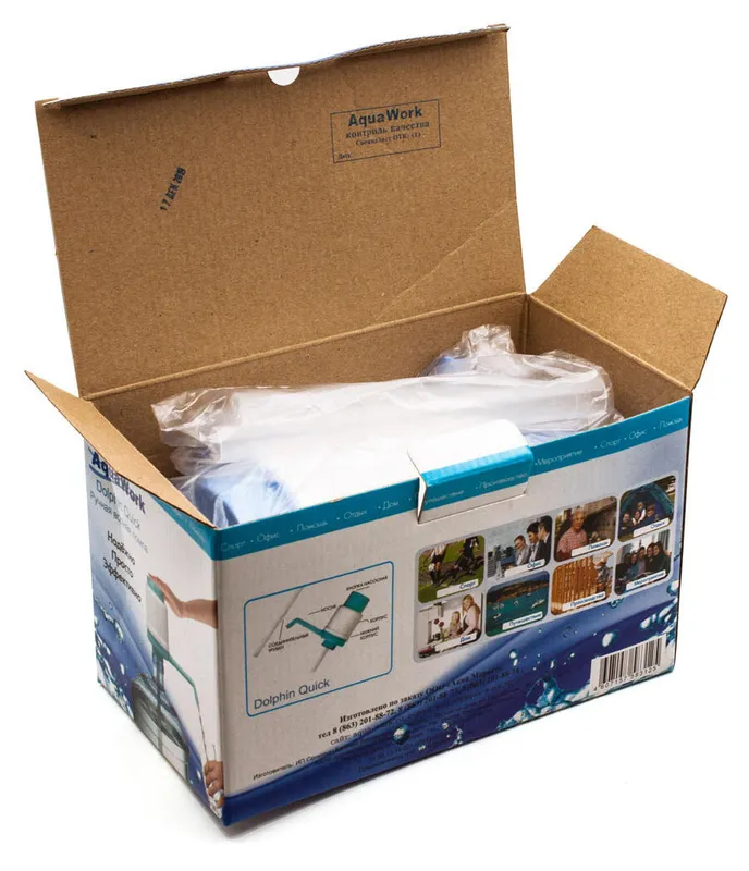 Помпа для 19л бутыли Aqua Work Дельфин Квик механический голубой/белый картон