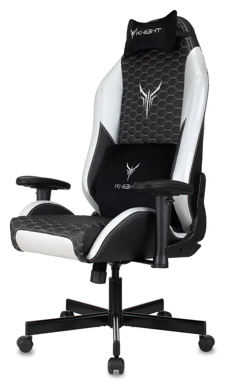 Кресло игровое Knight Neon черный/серебряный соты эко.кожа с подголов. крестов. металл