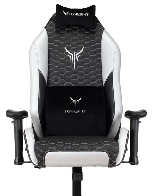 Кресло игровое Knight Neon черный/серебряный соты эко.кожа с подголов. крестов. металл