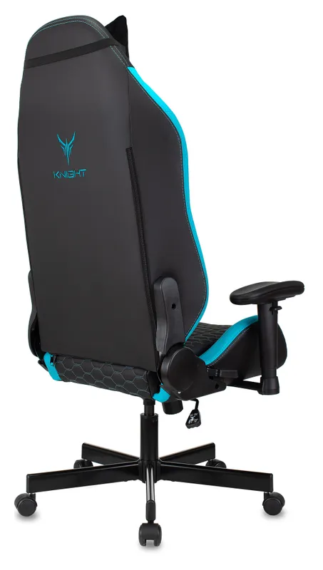 Кресло игровое Knight Neon черный/голубой соты эко.кожа с подголов. крестов. металл