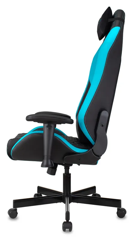 Кресло игровое Knight Neon черный/голубой соты эко.кожа с подголов. крестов. металл