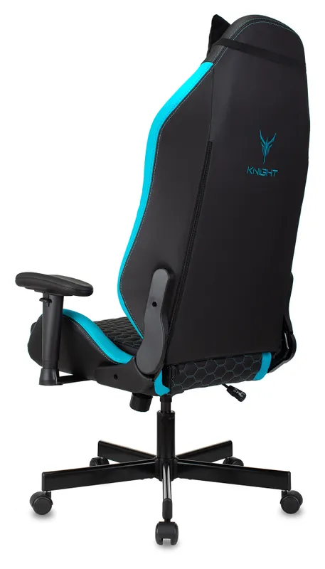 Кресло игровое Knight Neon черный/голубой соты эко.кожа с подголов. крестов. металл