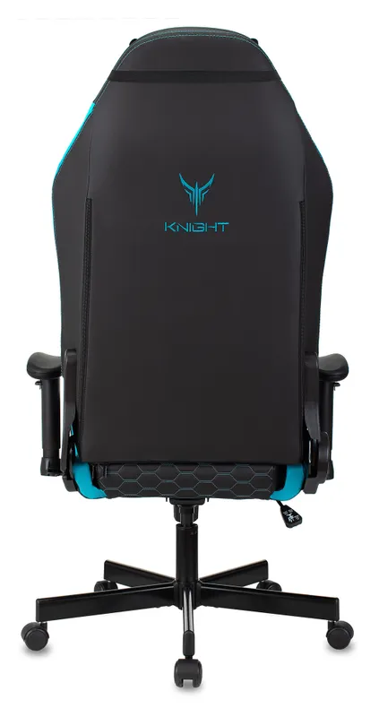 Кресло игровое Knight Neon черный/голубой соты эко.кожа с подголов. крестов. металл