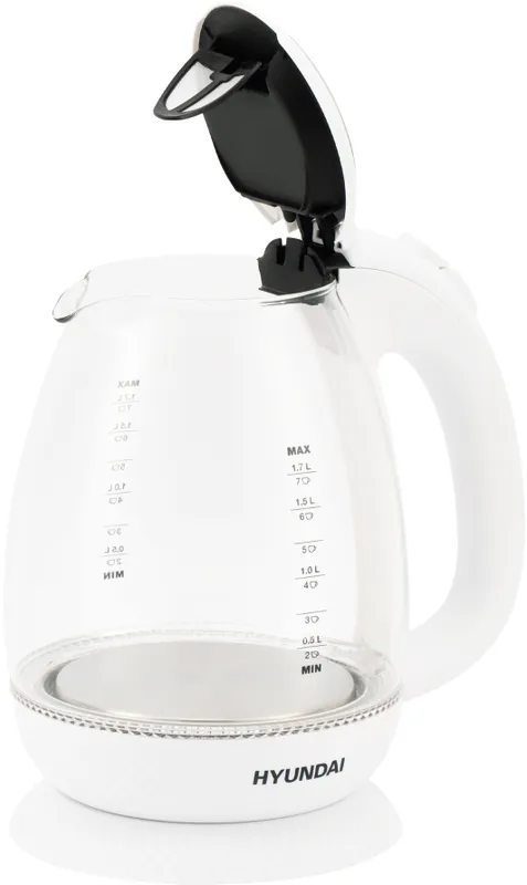 Чайник электрический Hyundai HYK-G3805 1.7л. 2200Вт белый/прозрачный (корпус: стекло)
