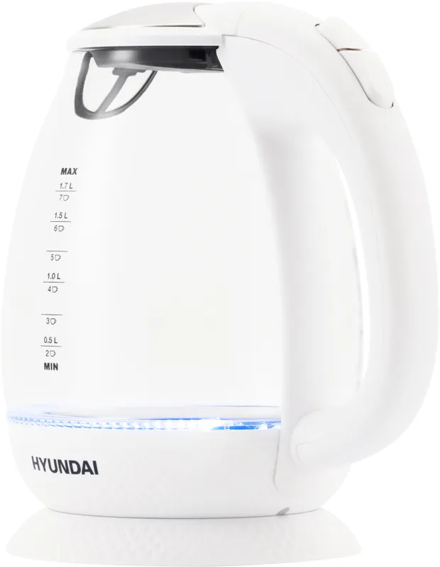 Чайник электрический Hyundai HYK-G3805 1.7л. 2200Вт белый/прозрачный (корпус: стекло)