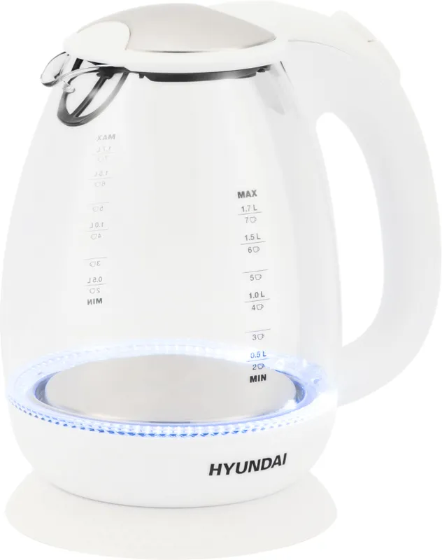 Чайник электрический Hyundai HYK-G3805 1.7л. 2200Вт белый/прозрачный (корпус: стекло)