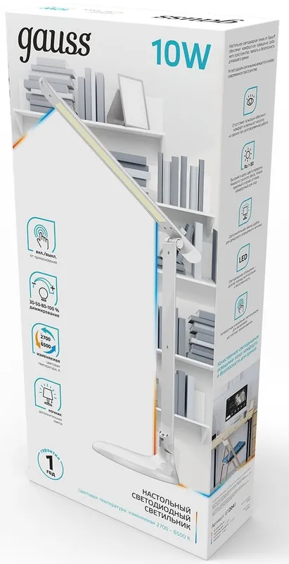 Светильник Gauss GT2041 настольный на подставке белый 10Вт