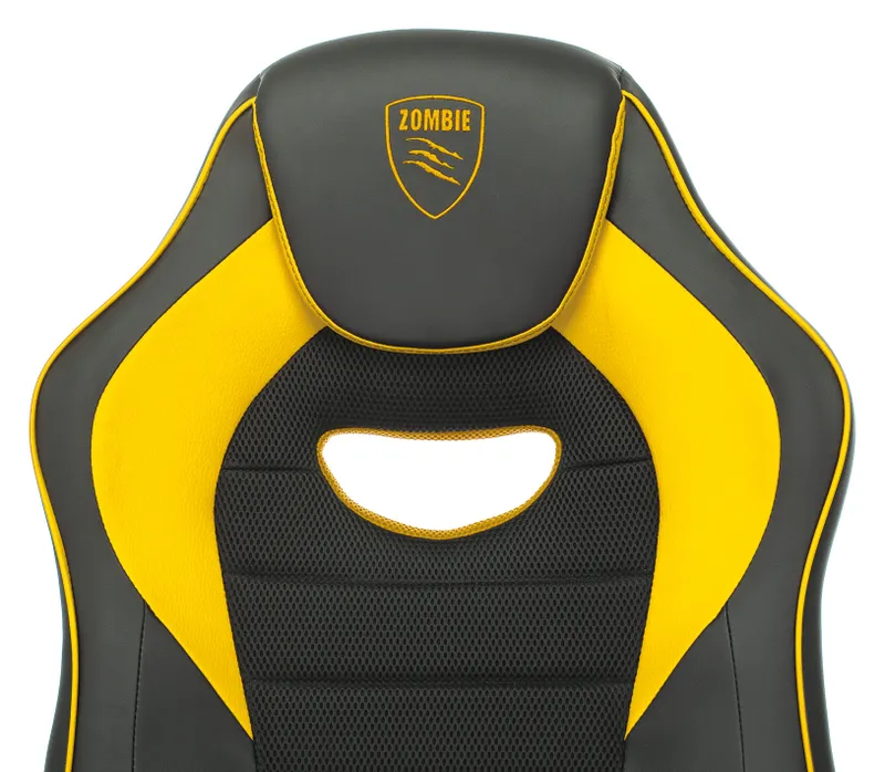 Кресло игровое Zombie GAME 16 черный/желтый эко.кожа/ткань крестов. пластик