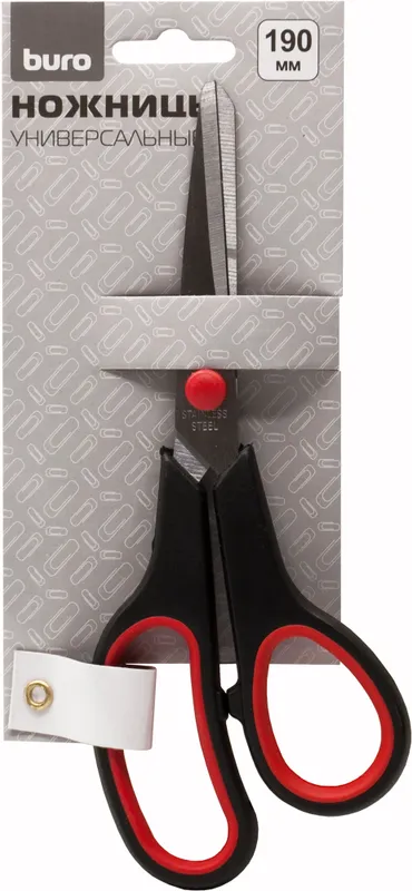 Ножницы Buro Ergo универсальные 190мм ручки с резиновой вставкой асим. черный/красный