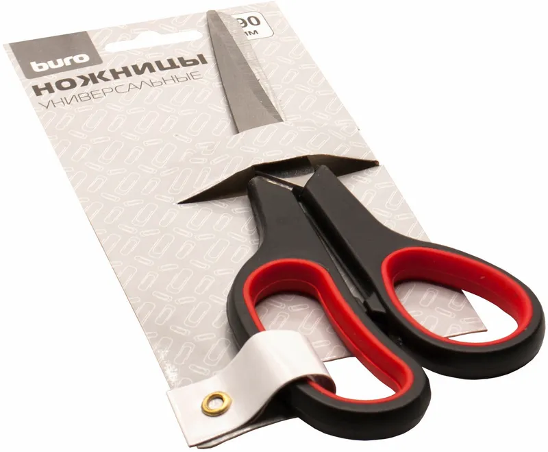 Ножницы Buro Ergo универсальные 190мм ручки с резиновой вставкой асим. черный/красный