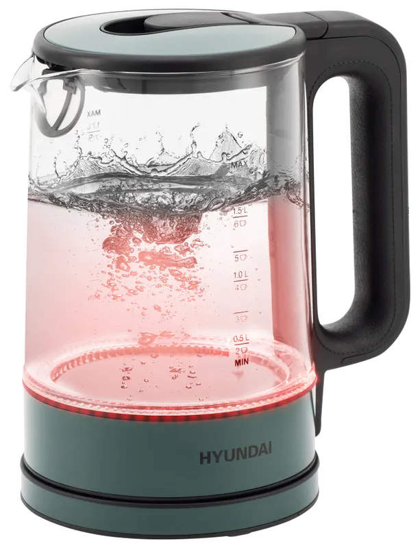 Чайник электрический Hyundai HYK-S4805 1.7л. 2200Вт темно-зеленый корпус: стекло/пластик