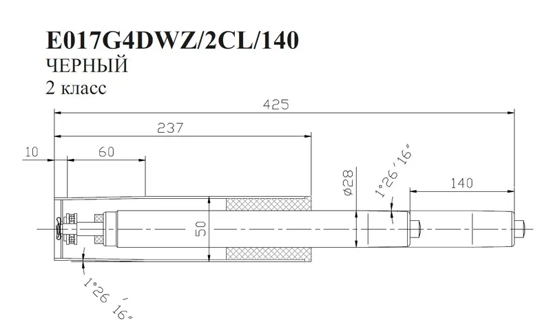 Газлифт Бюрократ E017 E017G4DWZ/2CL/140 черный для офис.кресла 50мм