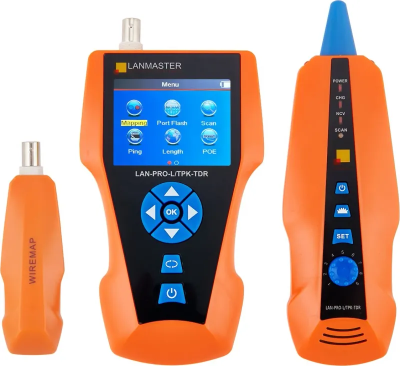 Тестер Кабельный тестер с измерением длины, трассировкой кабельных линий и определением POE, с функцией рефлектометра